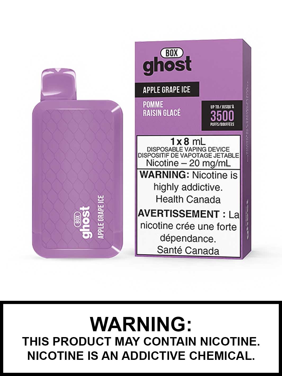 Apple Grape Ice Ghost Box Disposable Vape, Ghost Box Vape, Ghost Vape, Vape360 Canada