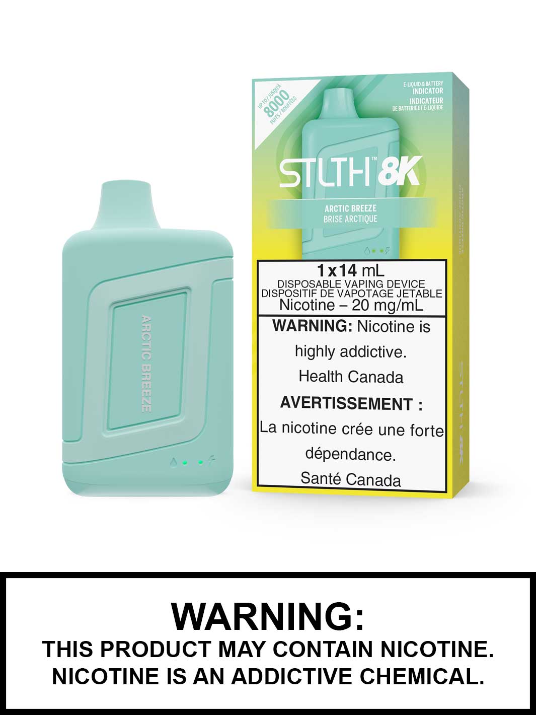 Arctic Breeze STLTH 8K, STLTH Disposable, STLTH 8K Flavours, Vape360 Canada