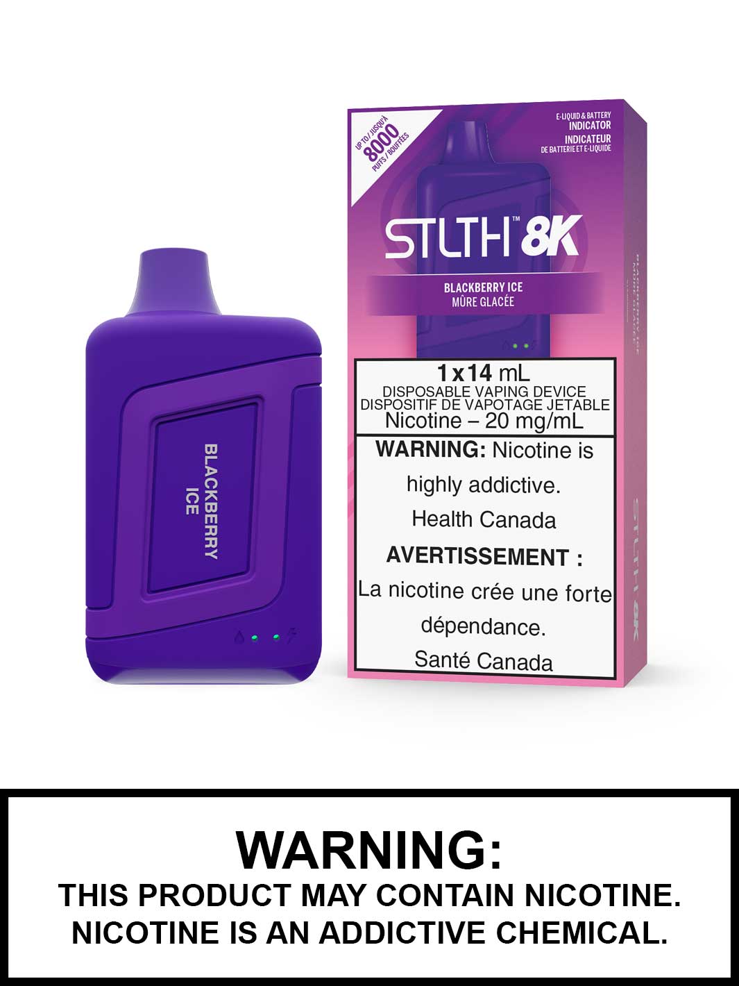 Blackberry Ice STLTH 8K, STLTH Disposable, STLTH 8K Flavours, Vape360 Canada
