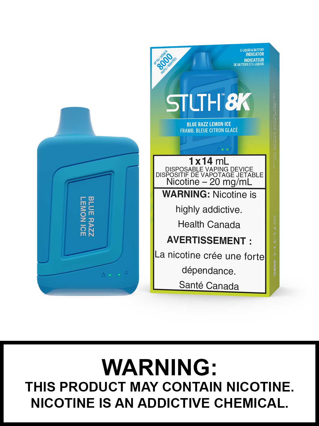 Blue Razz Lemon Ice STLTH 8K, STLTH Disposable, STLTH 8K Flavours, Vape360 Canada