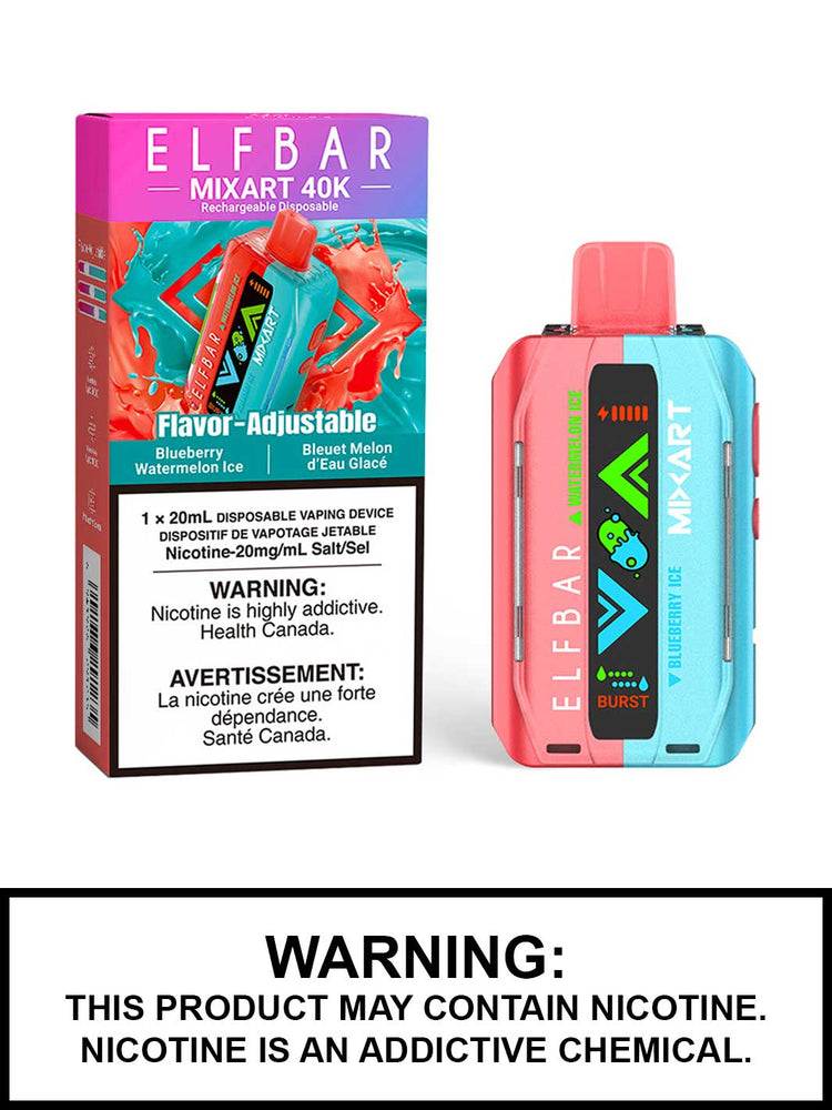Blueberry Watermelon Ice Elf Bar Mixart 40K Disposable Vape, Elf Bar Vape, Vape360 Canada