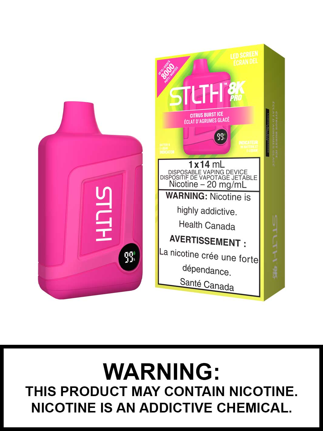 Citrus Burst Ice STLTH 8K Pro Disposable Vape, STLTH 8000 Pro, Vape360 Canada