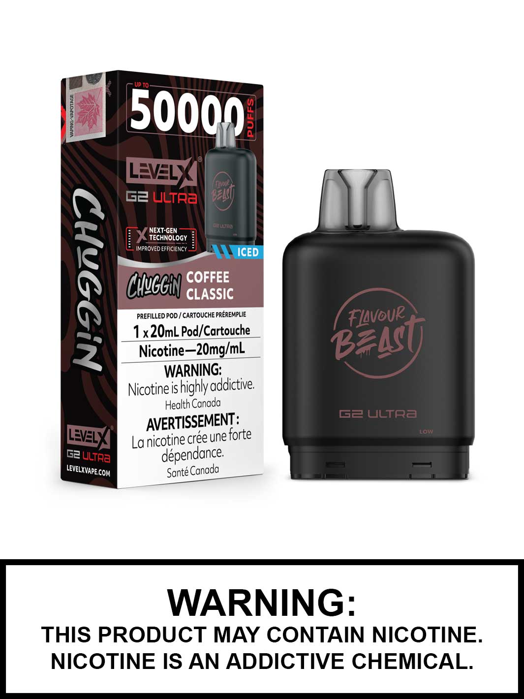 Coffee Classic Iced Level X G2 Ultra Pods, Level X Vape, Flavour Beast Chuggin Flavours, Vape360 Canada