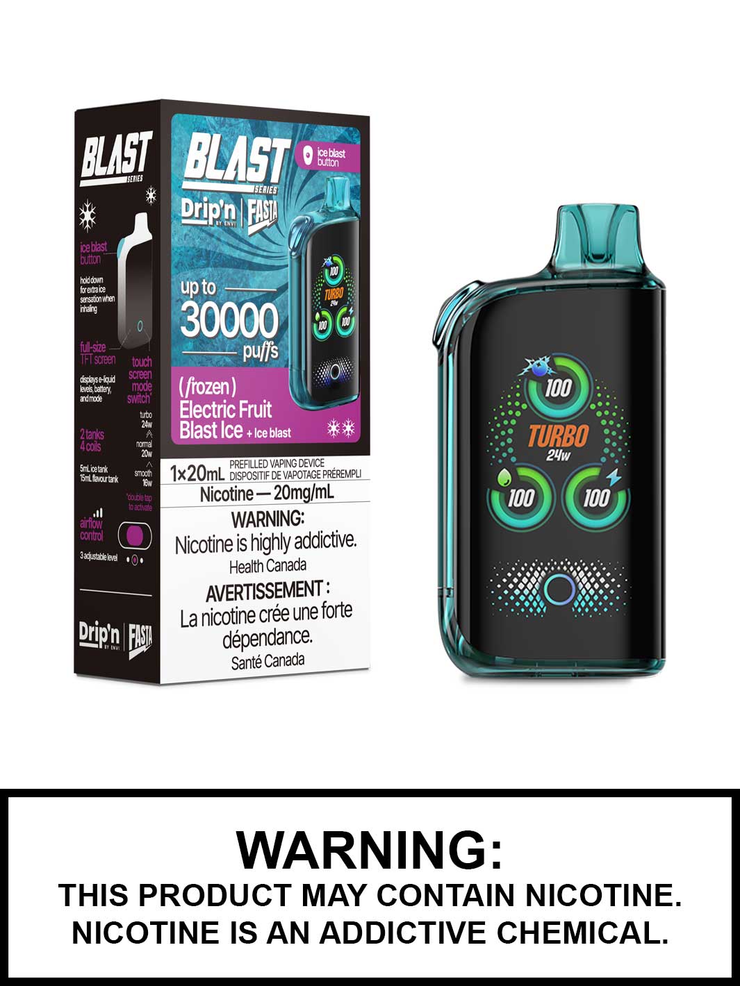Electric Fruit Blast Ice Dripn Blast 30K Disposable Vape by Envi and Fasta, Dripn Vape, Vape360 Canada