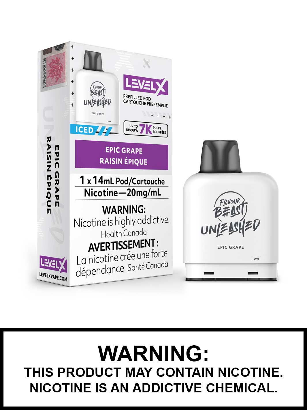 Epic Grape Iced Level X Flavour Beast Unleashed Pods, Vape360 Canada