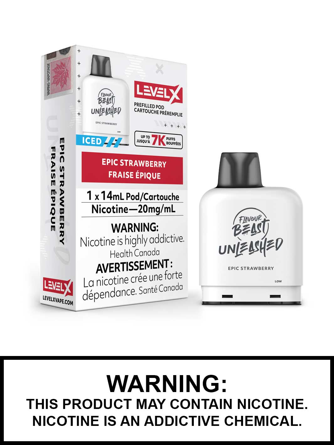 Epic Strawberry Iced Level X Flavour Beast Unleashed Pods, Vape360 Canada