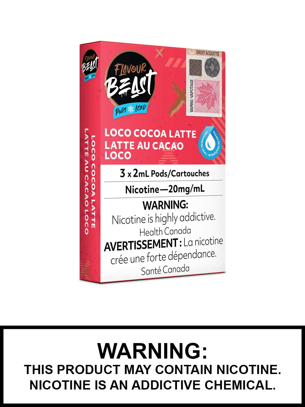 Loco Cocoa Latte Iced Flavour Beast Pods, Vape Pods, Flavour Beast Vape, Vape360