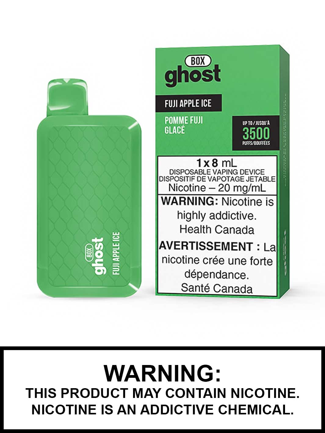 Fuji Apple Ice Ghost Box Disposable Vape, Ghost Box Vape, Ghost Vape, Vape360 Canada