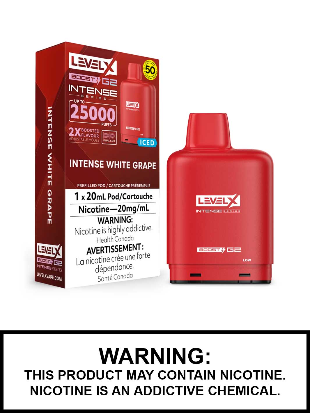 Intense White Grape Iced Flavour Beast Level X Boost G2 Pods, Level X Vape, Vape360 Canada