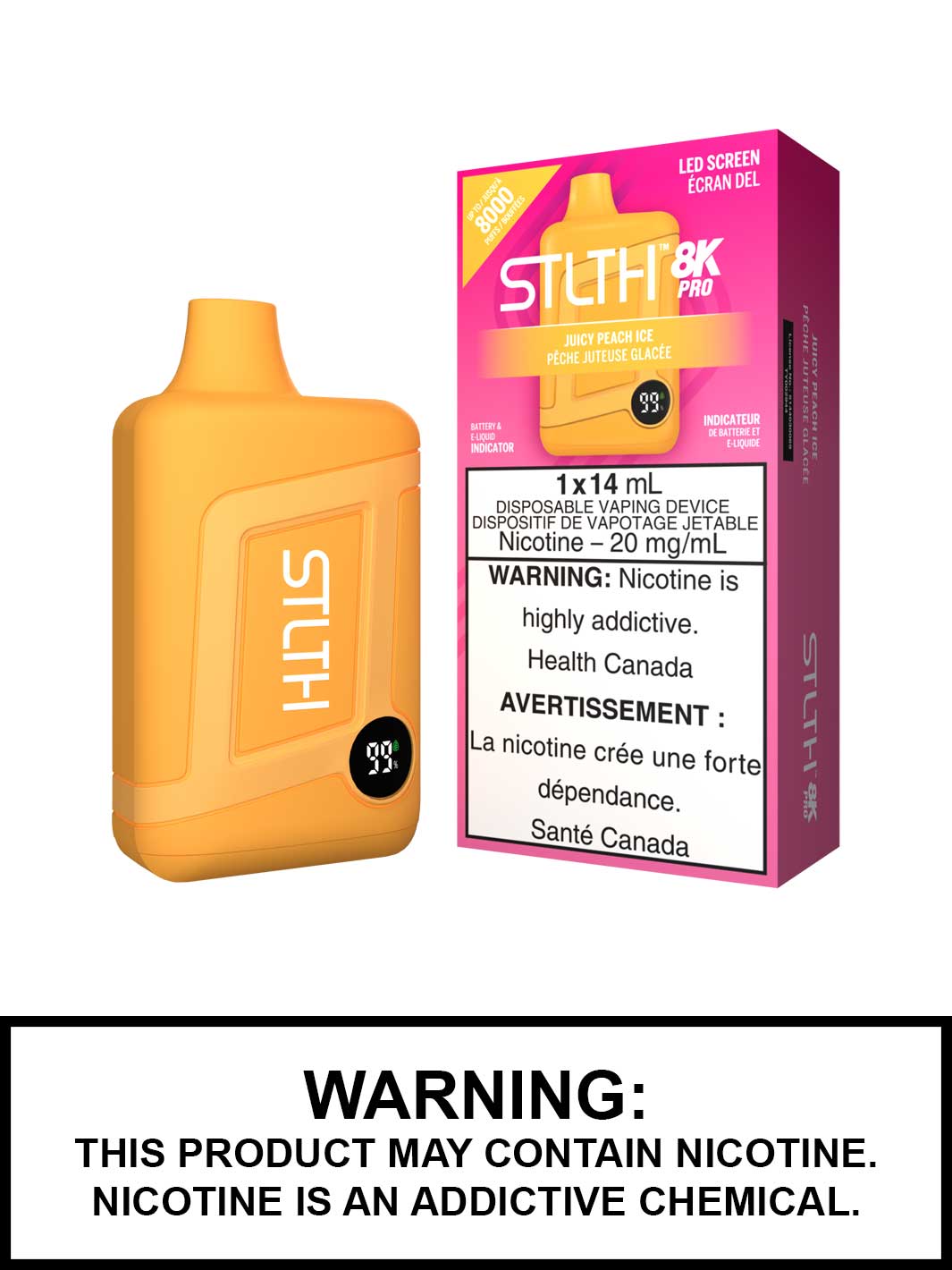 Juicy Peach Ice STLTH 8K Pro Disposable Vape, STLTH 8000 Pro, Vape360 Canada