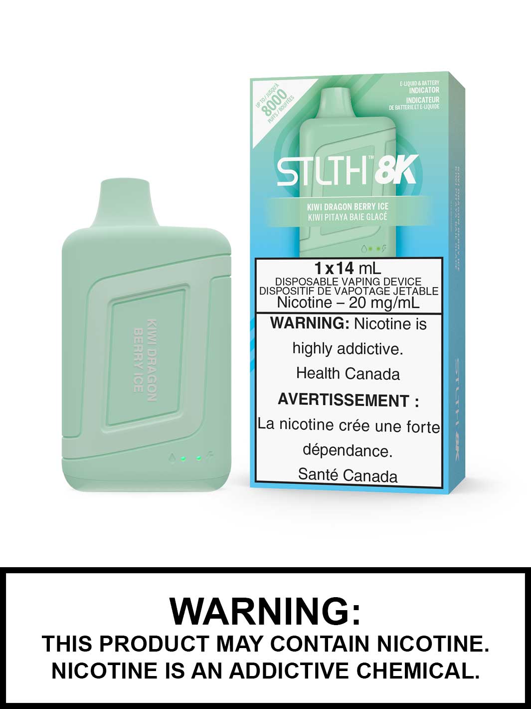 Kiwi Dragon Berry Ice STLTH 8K, STLTH Disposable, STLTH 8K Flavours, Vape360 Canada