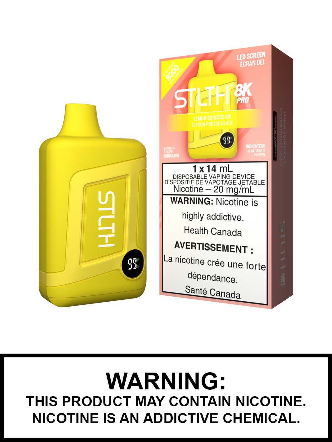 Lemon Squeeze Ice STLTH 8K Pro Disposable Vape, STLTH 8000 Pro, Vape360 Canada