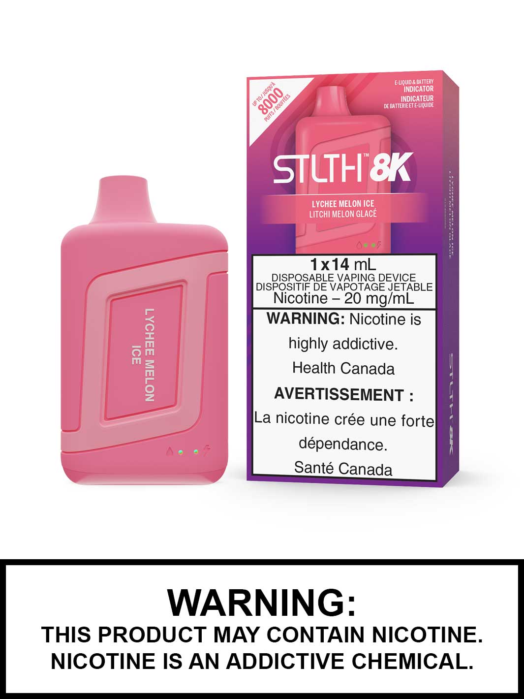 Lychee Melon Ice STLTH 8K, STLTH Disposable, STLTH 8K Flavours, Vape360 Canada