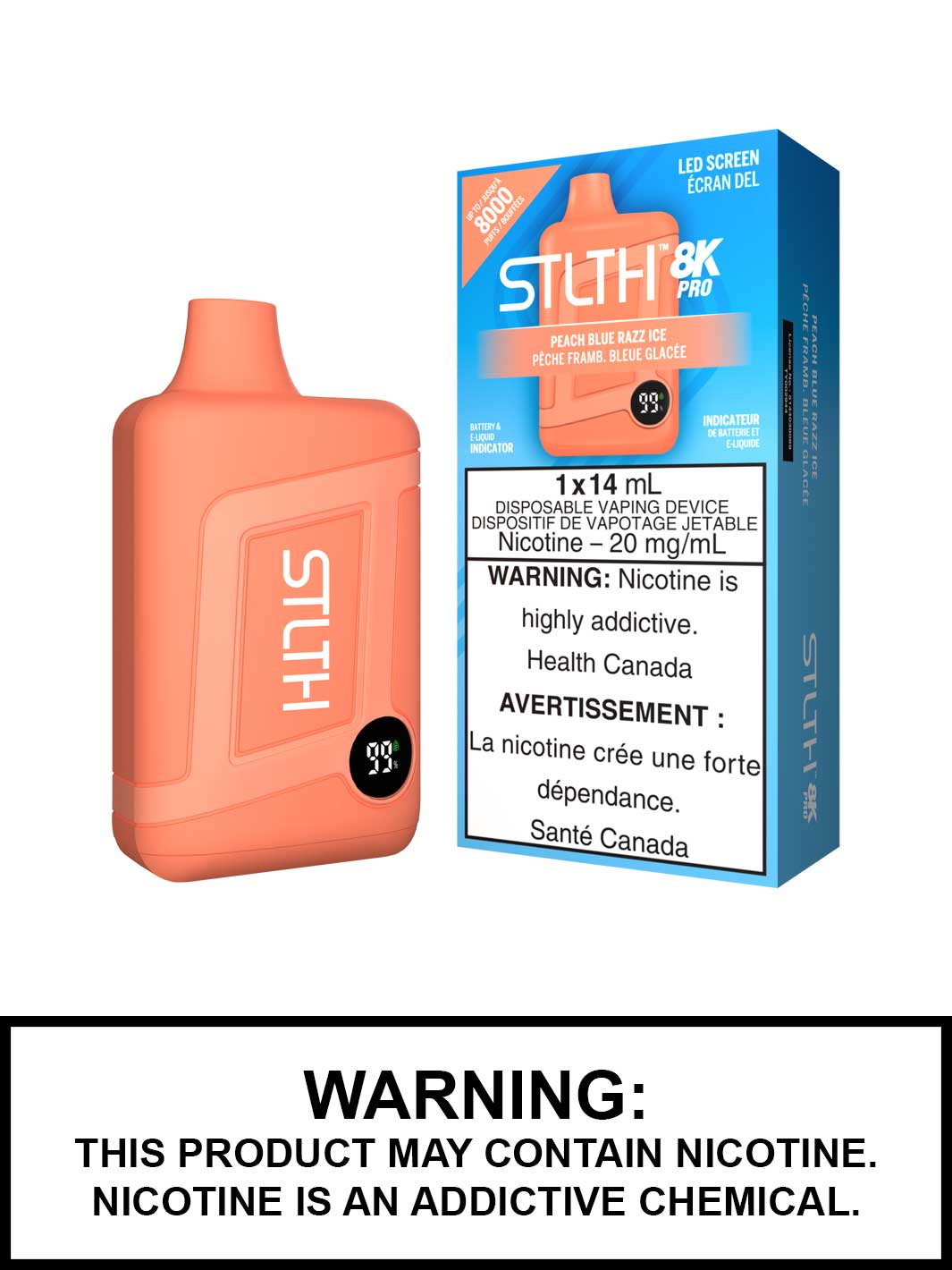 Peach Blue Razz Ice STLTH 8K Pro Disposable Vape, STLTH 8000 Pro, Vape360 Canada