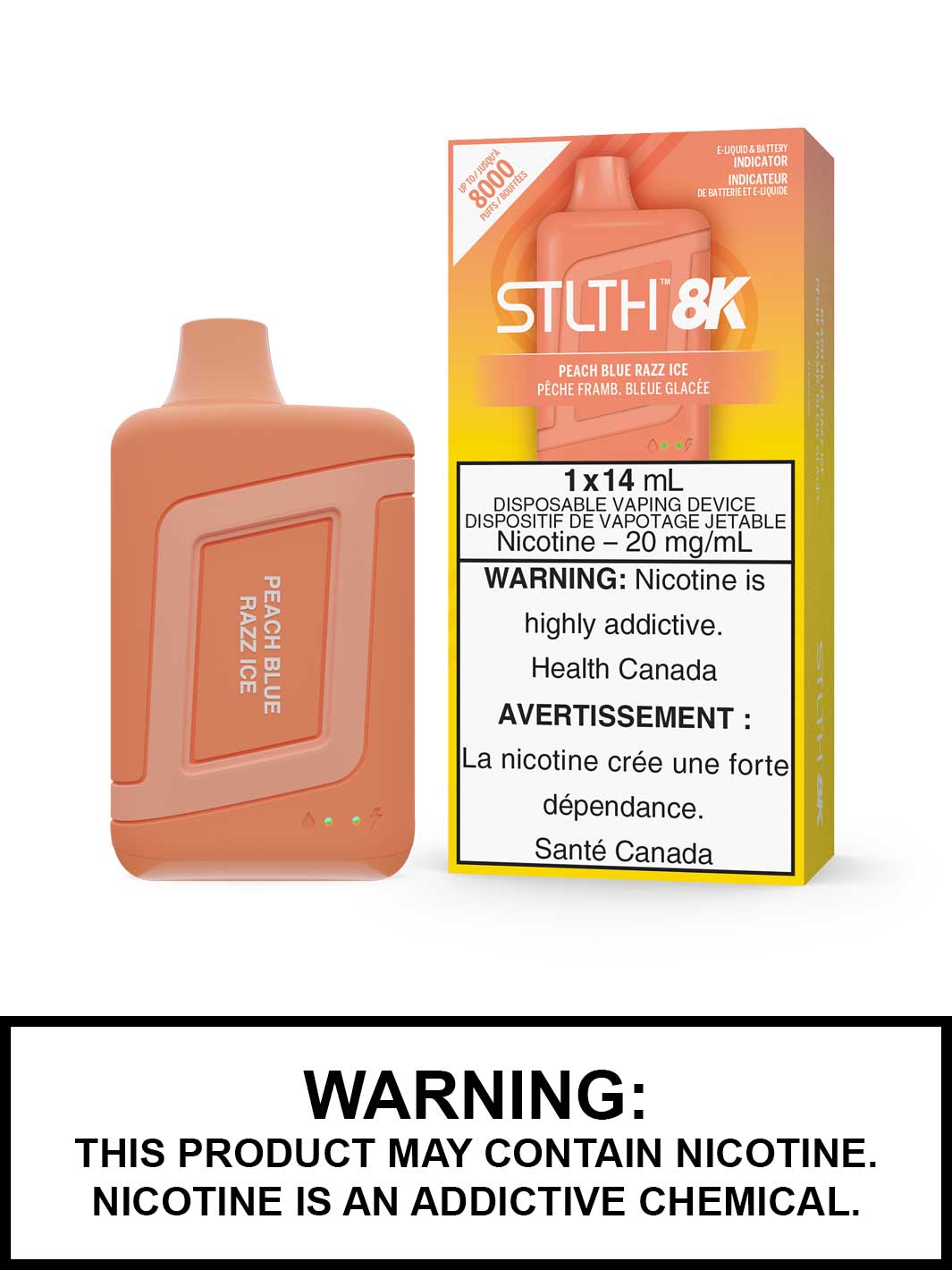 Peach Blue Razz Ice STLTH 8K, STLTH Disposable, STLTH 8K Flavours, Vape360 Canada