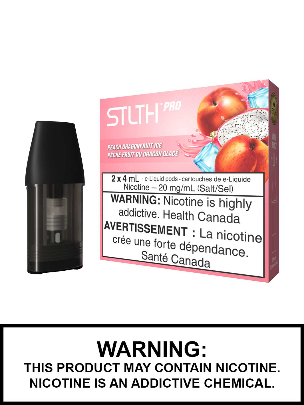 Peach Dragonfruit Ice STLTH Pro Pods, STLTH Pods Canada, Vape360