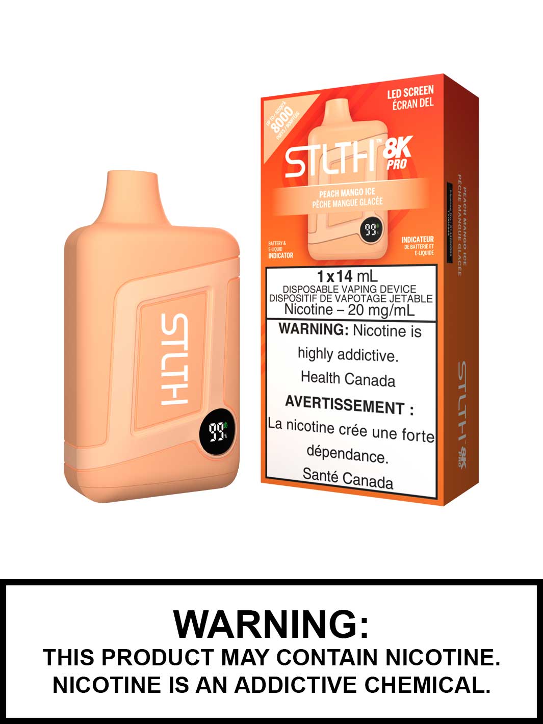 Peach Mango Ice STLTH 8K Pro Disposable Vape, STLTH 8000 Pro, Vape360 Canada