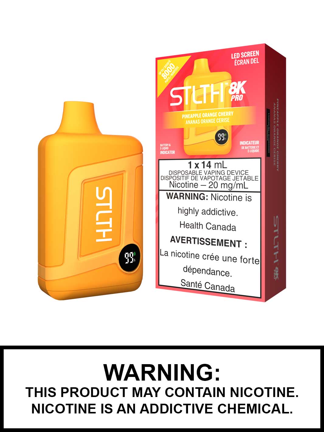 Pineapple Orange Cherry STLTH 8K Pro Disposable Vape, STLTH 8000 Pro, Vape360 Canada