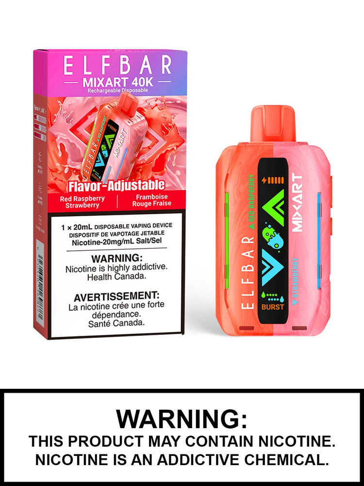 Red Raspberry Strawberry Elf Bar Mixart 40K Disposable Vape, Elf Bar Vape, Vape360 Canada