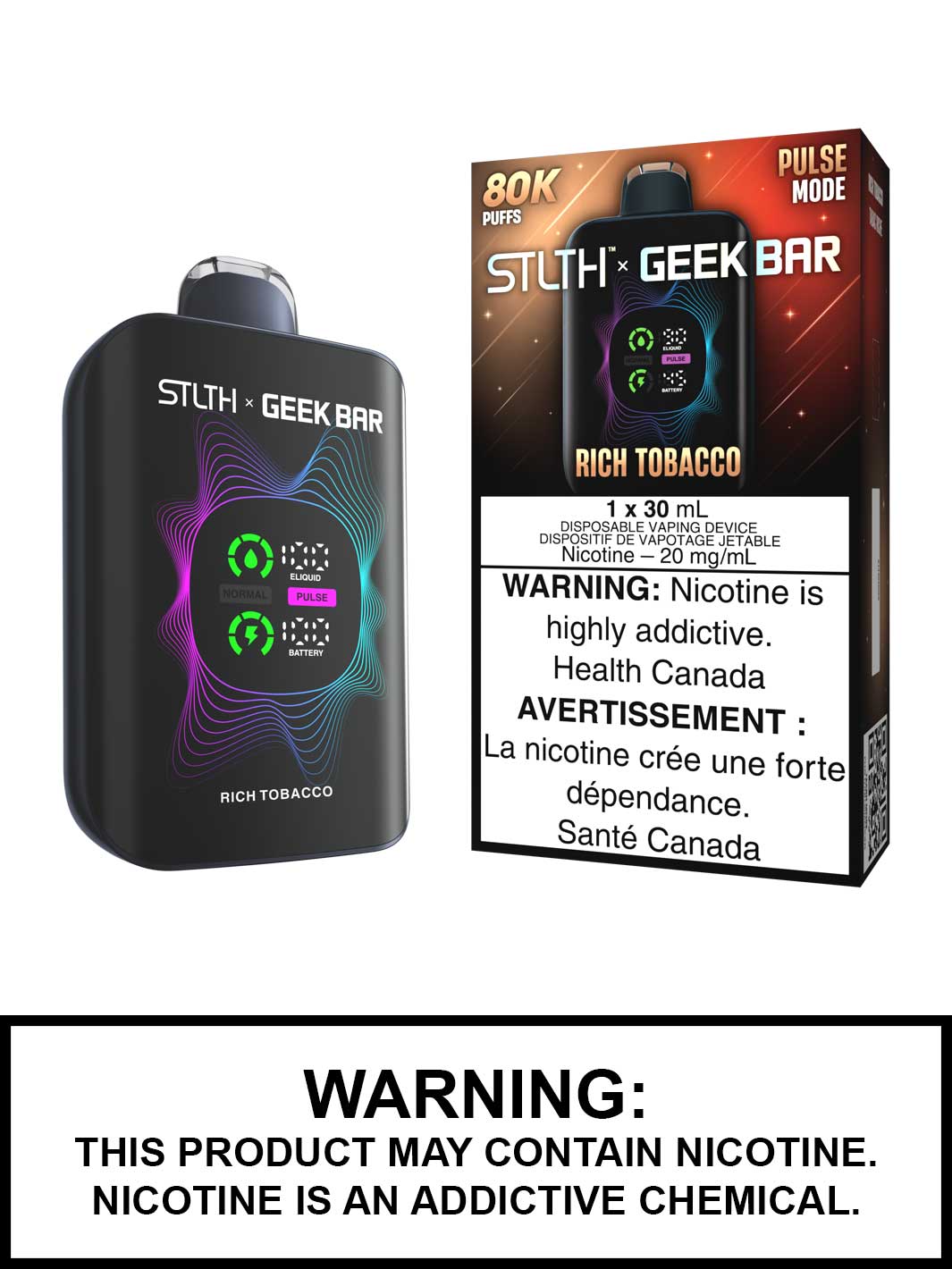 Rich Tobacco STLTH x Geek Bar Disposable Vape, Geek Bar Pulse Canada, Vape360