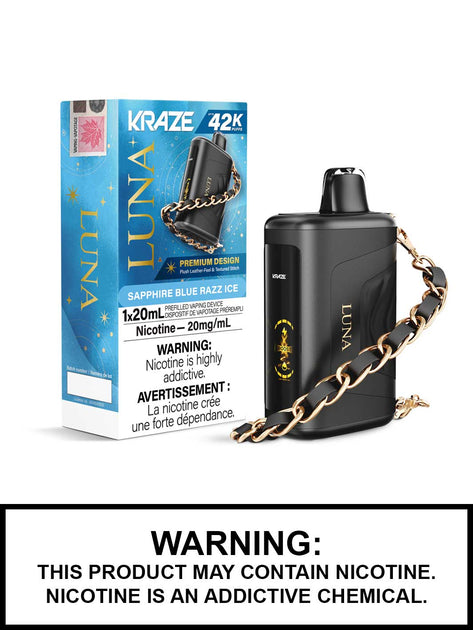 kraze vape blue light Luna Disposable Vape, 42K Puffs Options:Tank Size Mini OLW_25 Smoke World Vape Racine