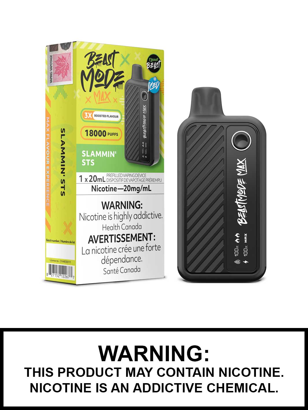 Slammin STS Iced Flavour Beast Beast Mode Max Disposable Vape, Vape360 Canada