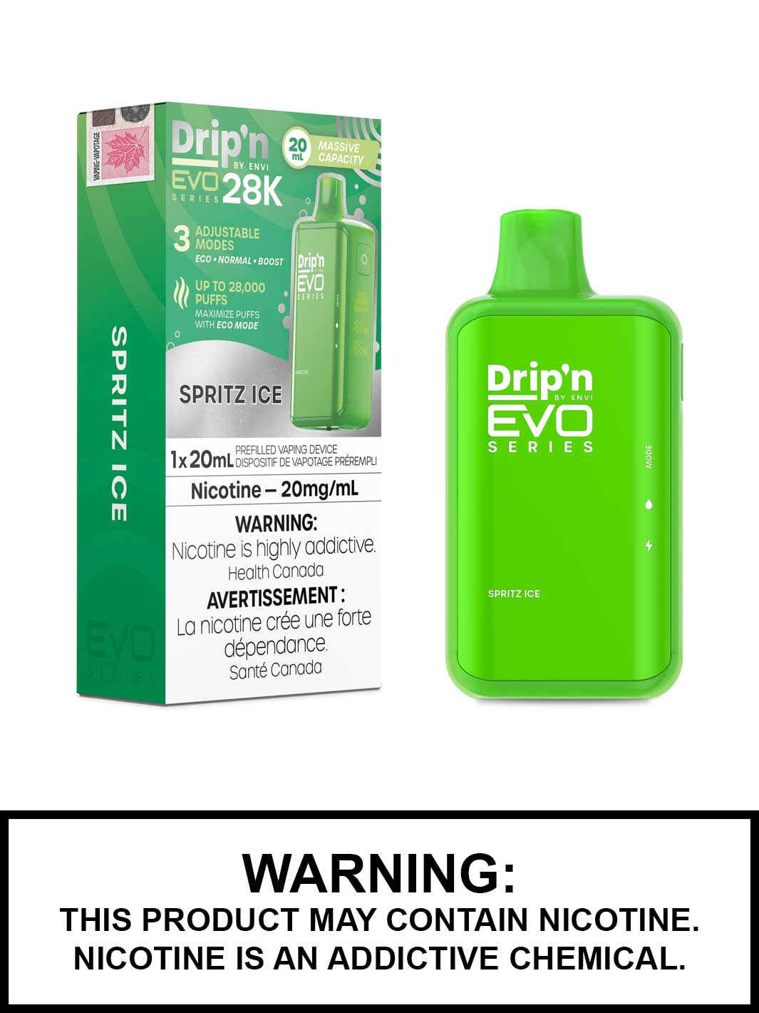 Spritz Ice Dripn EVO 28K Disposable Vape by ENVI, Vape360 Canada
