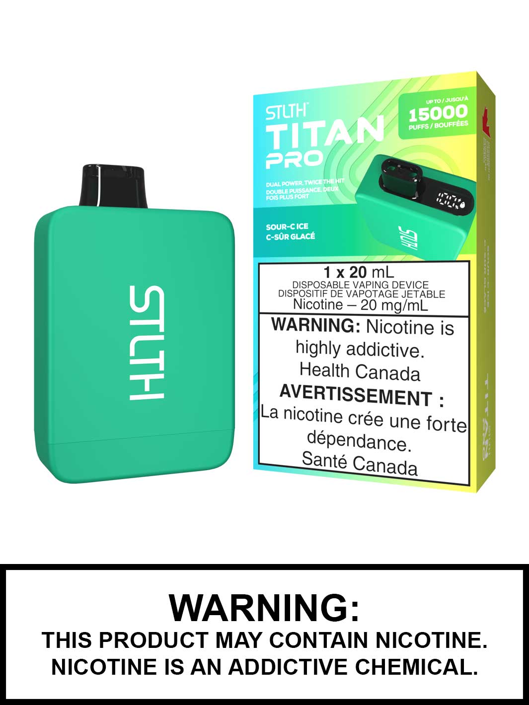 Sour C Ice STLTH Titan Pro Disposable Vape, STLTH Titan 15K, Vape360 Canada