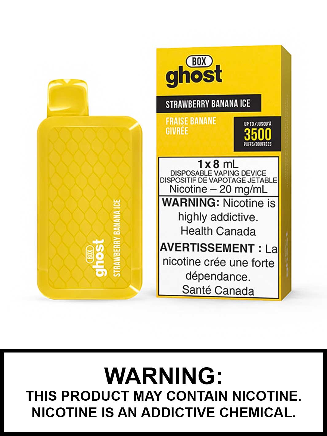 Strawberry Banana Ice Ghost Box Disposable Vape, Ghost Box Vape, Ghost Vape, Vape360 Canada