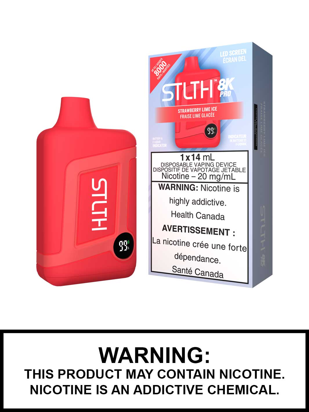 Strawberry Lime Ice STLTH 8K Pro Disposable Vape, STLTH 8000 Pro, Vape360 Canada