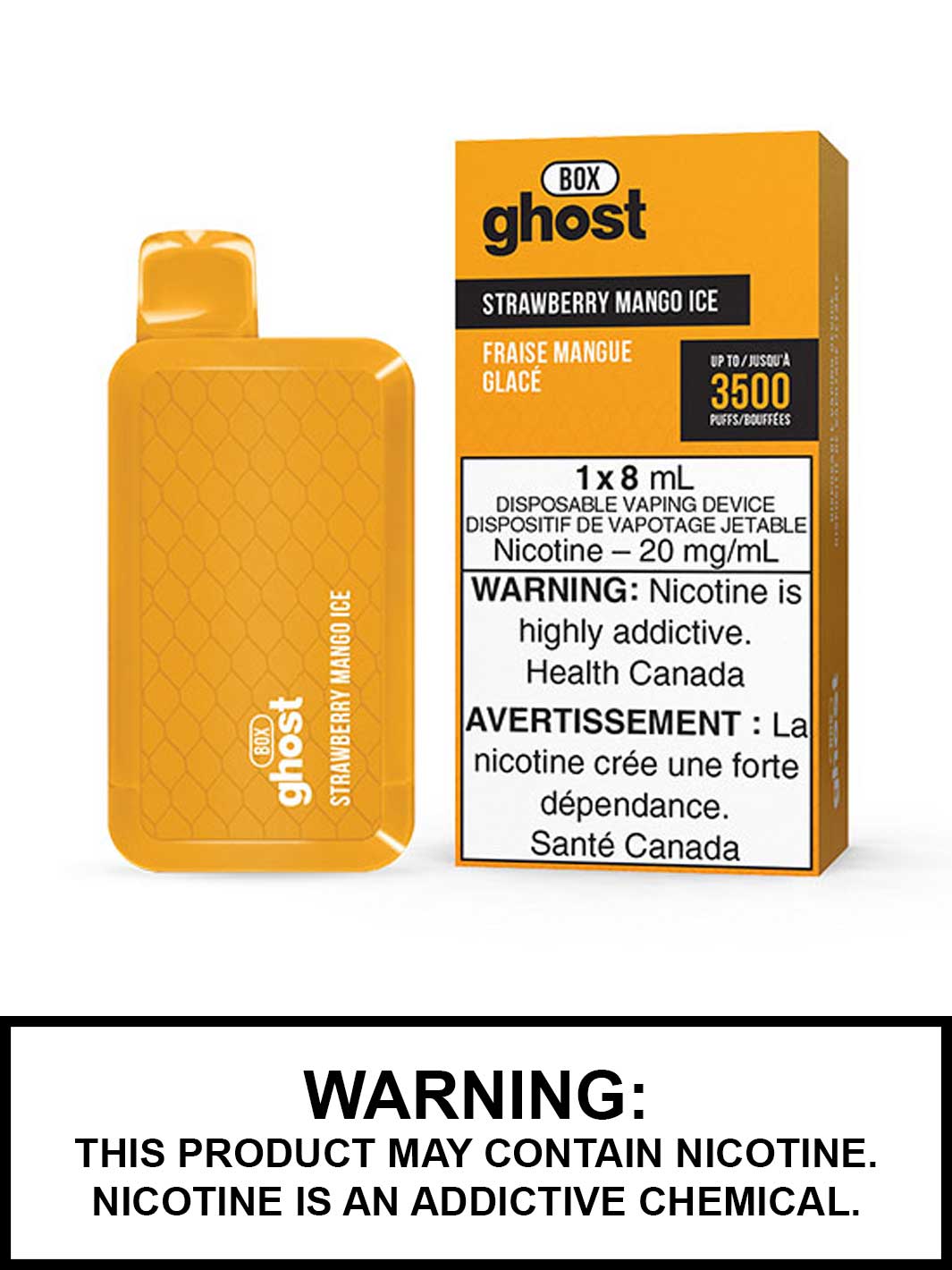 Strawberry Mango Ice Ghost Box Disposable Vape, Ghost Box Vape, Ghost Vape, Vape360 Canada
