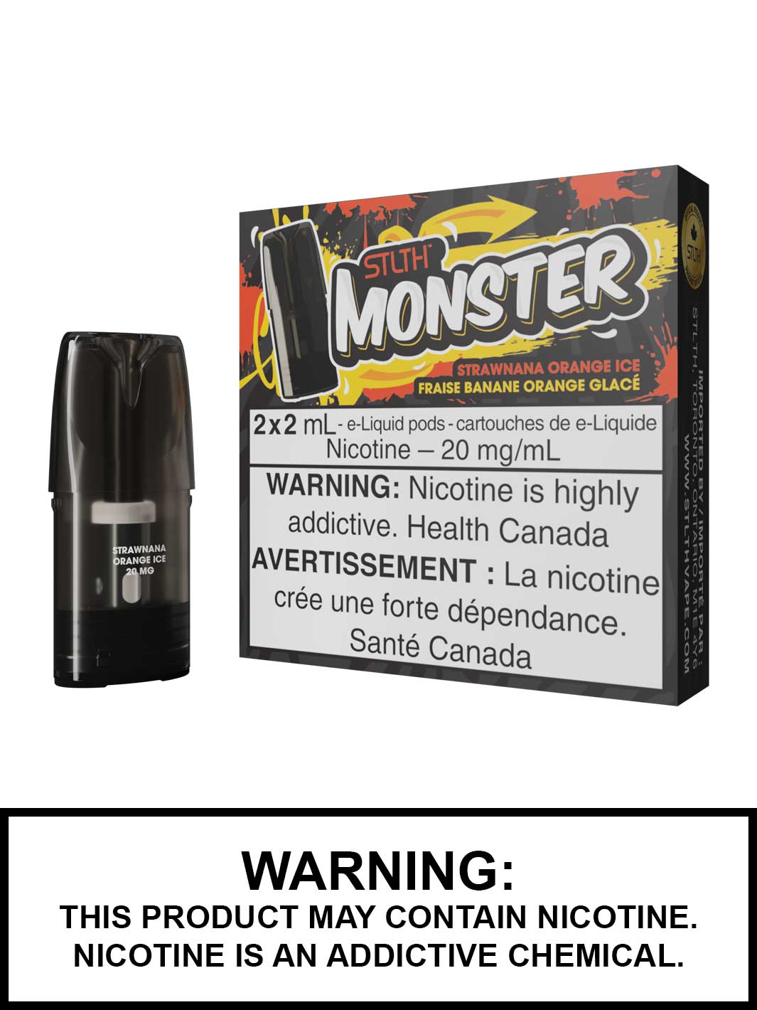 Strawnana Orange Ice STLTH Monster Pods, STLTH Vape Canada, Vape360