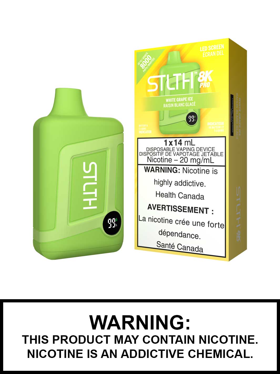 White Grape Ice STLTH 8K Pro Disposable Vape, STLTH 8000 Pro, Vape360 Canada