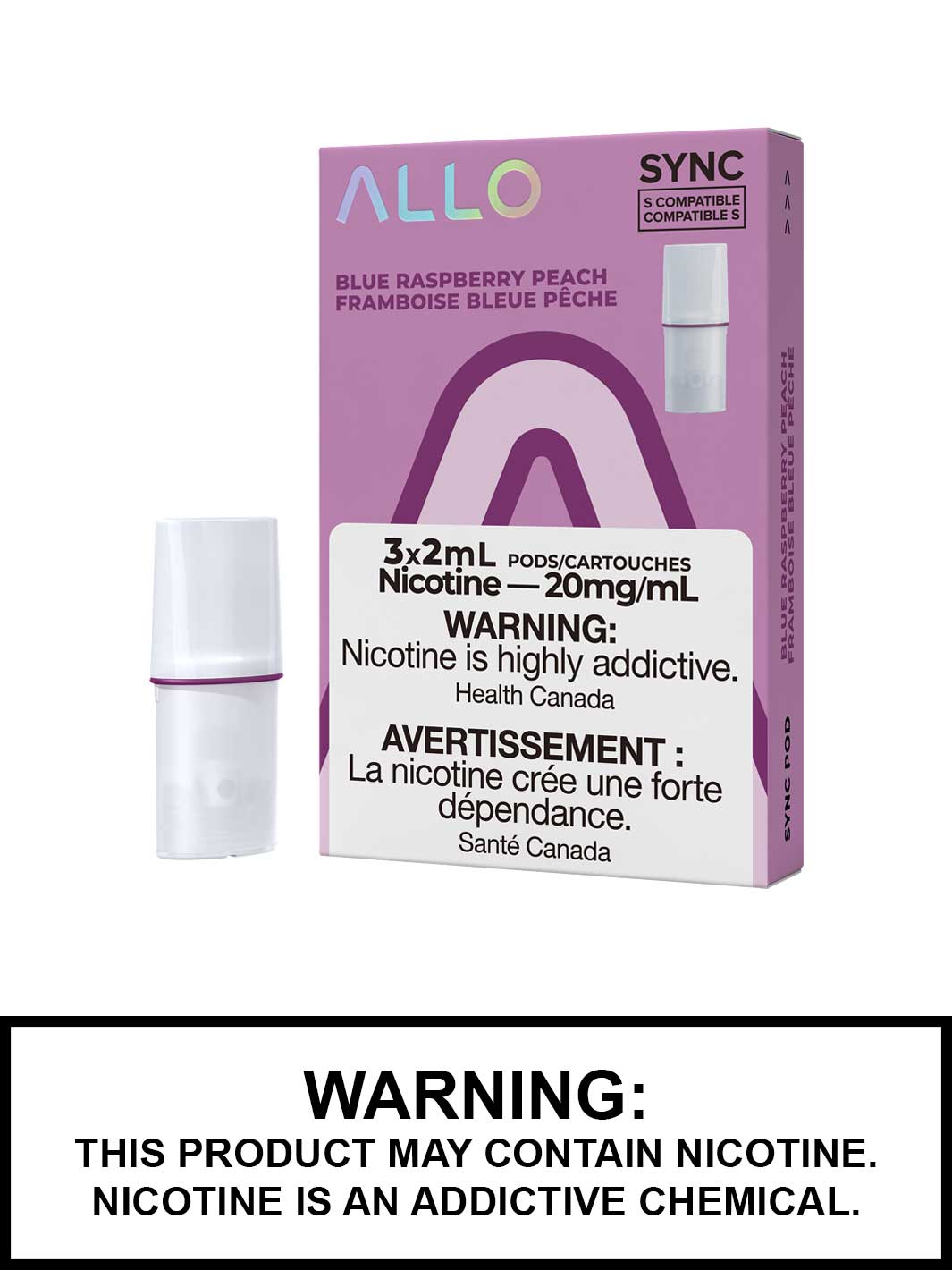 Blue Raspberry Peach Allo Pods, Allo Sync Pods, STLTH Compatible Pods, Vape360 Canada