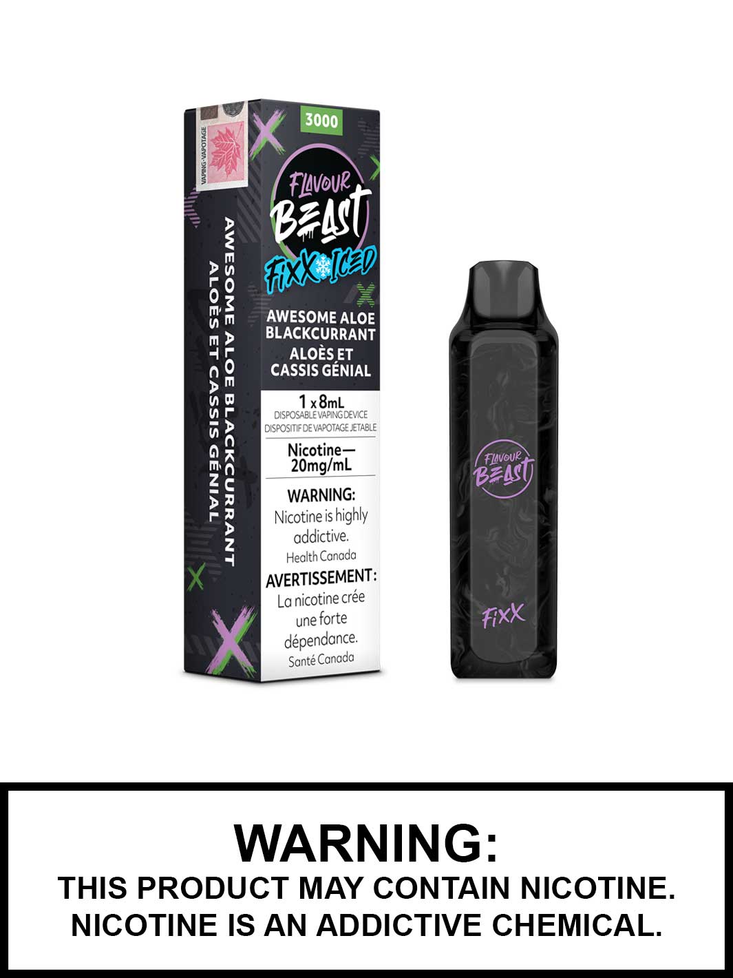 Flavour Beast Disposable Vapes, Awesome Aloe Blackcurrant Iced Flavour Beast Fixx, Flavour Beast Vape Canada, 3000 Puffs, Vape360