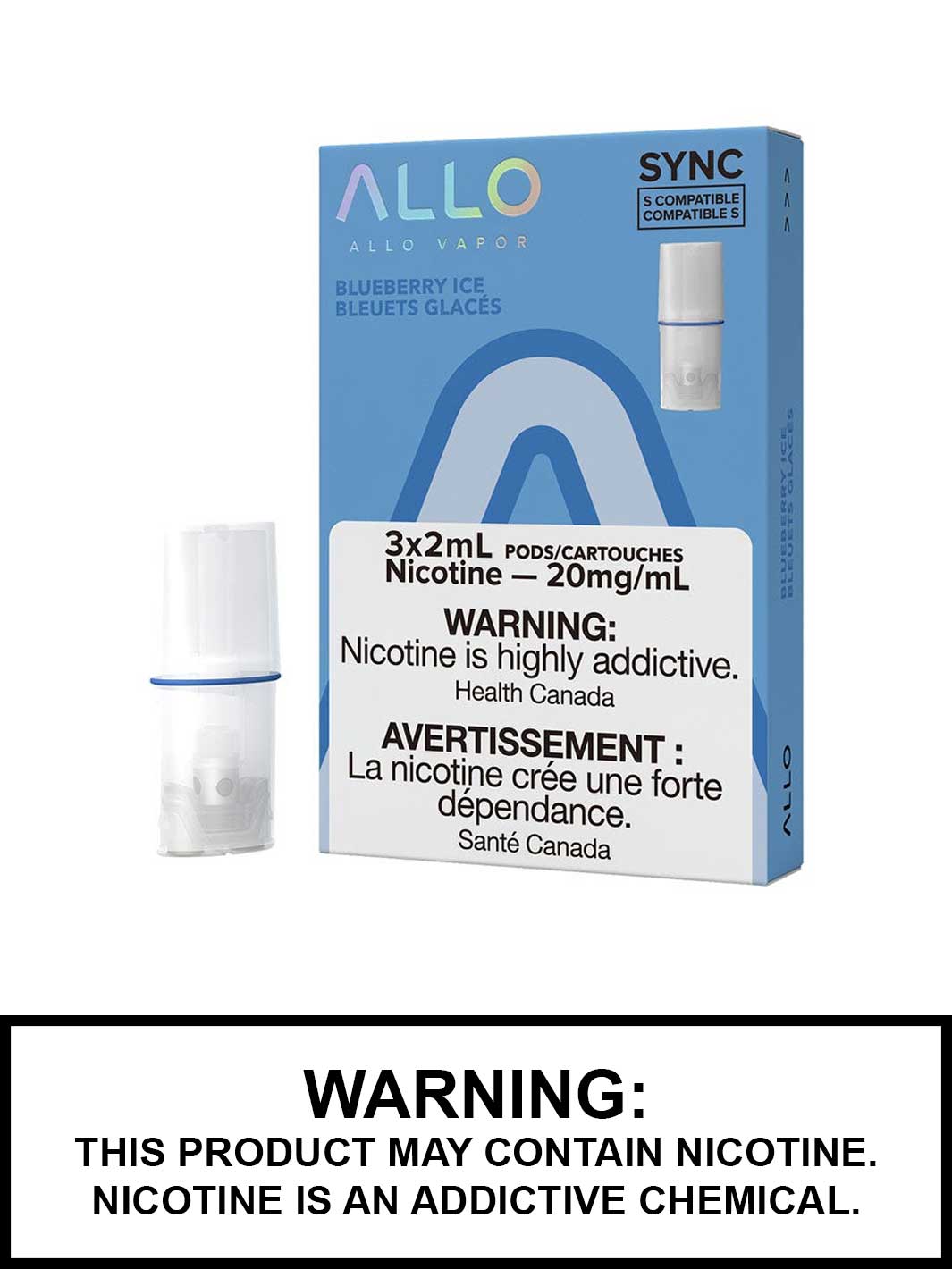 Blueberry Ice Allo Pods, Allo Sync Pods,  STLTH Compatible Pods, Vape360 Canada