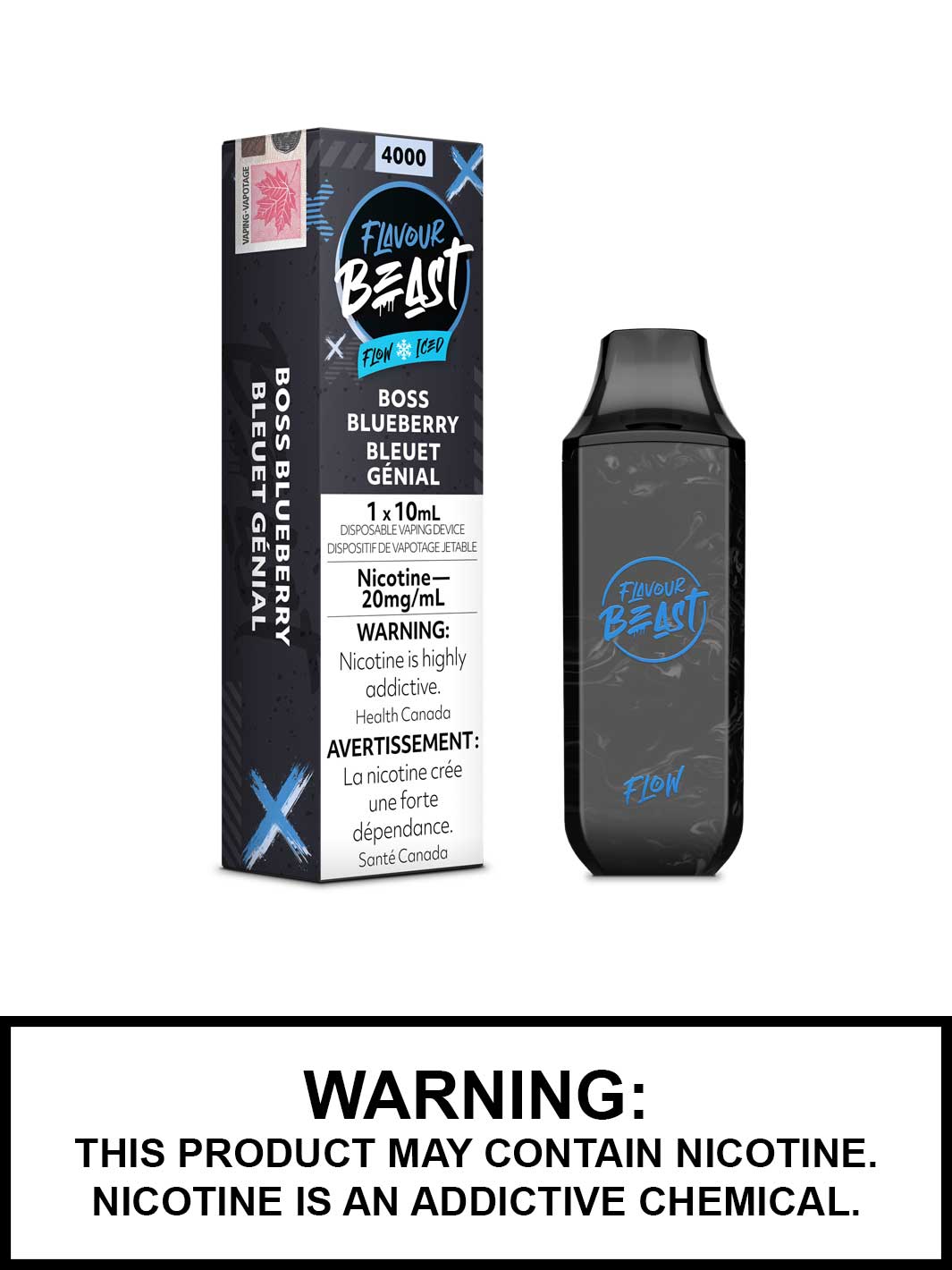 Boss Blueberry Iced Flavour Beast Flow Disposable Vape, Disposable Vapes Canada, Vape360 