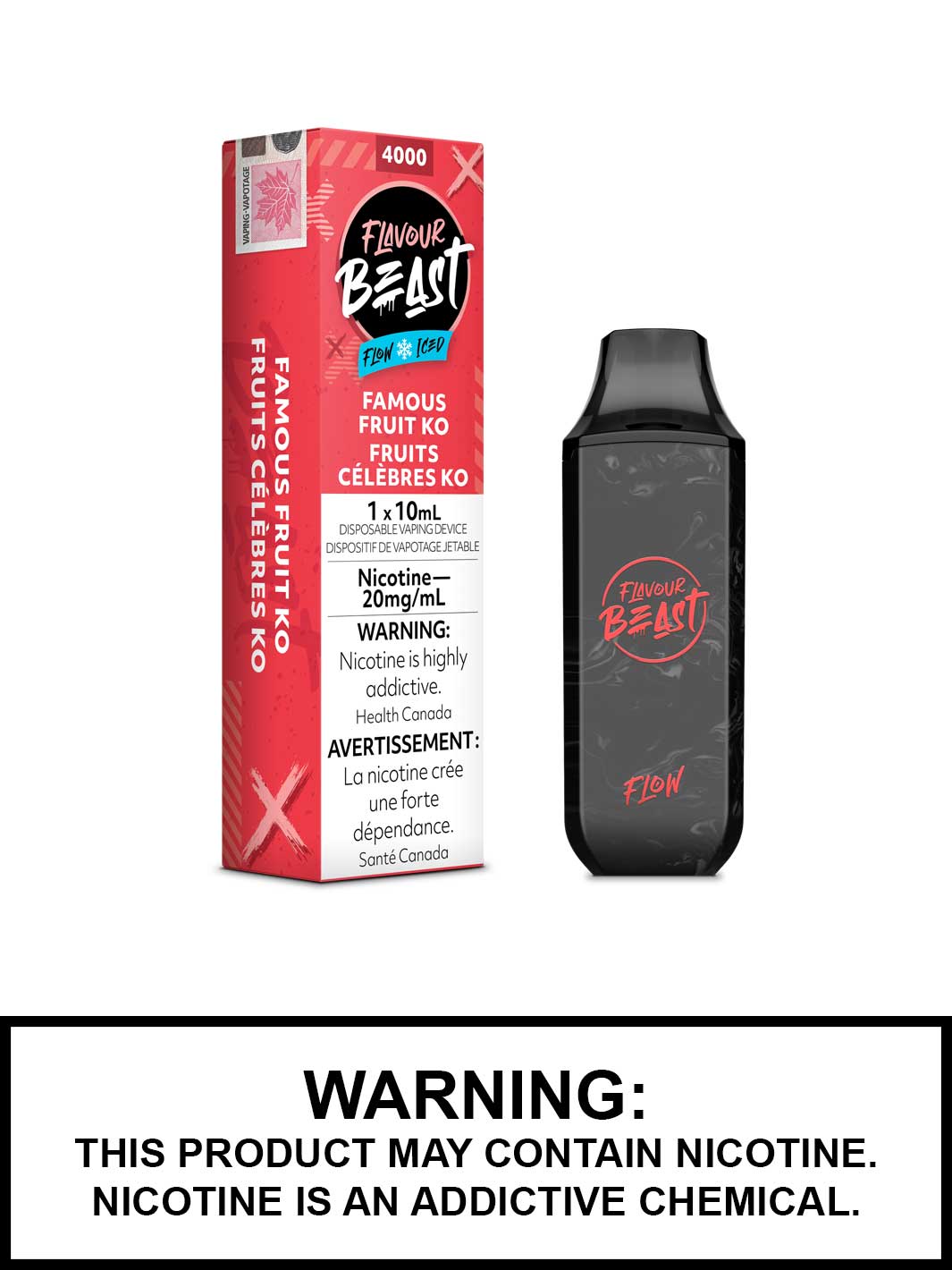 Famous Fruit KO Iced Flavour Beast Vape, Flavour Beast Flow Disposable Vapes Canada, Vape360 