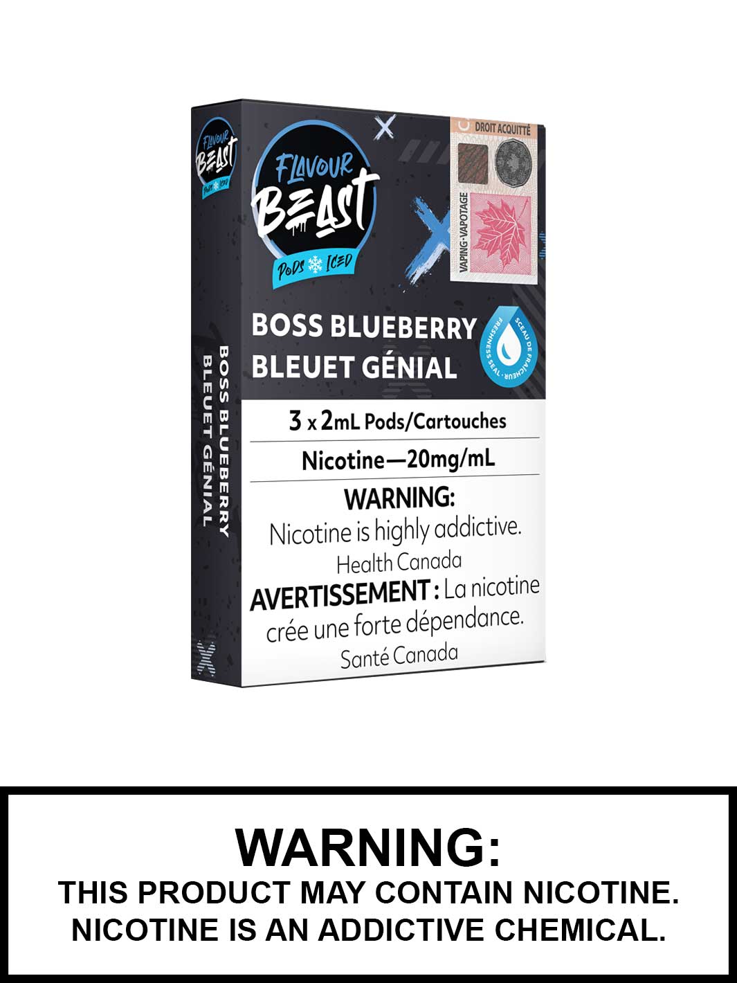 Boss Blueberry Iced Flavour Beast Pods, STLH Compatible Pods, Vape360 Canada