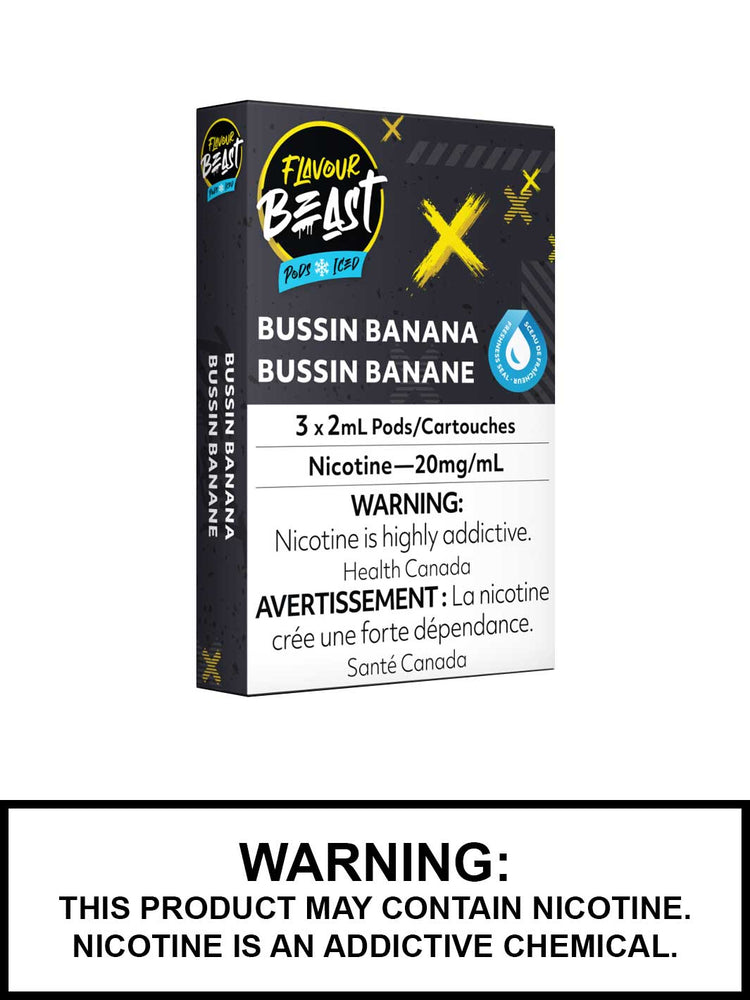 Bussin Banana Iced Flavour Beast Pods, STLH Compatible Pods, Vape360 Canada