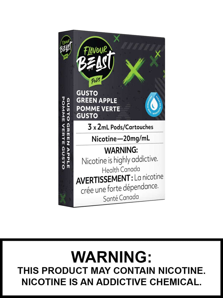 Gusto Green Apple Flavour Beast Pods, STLH Compatible Pods, Vape360 Canada