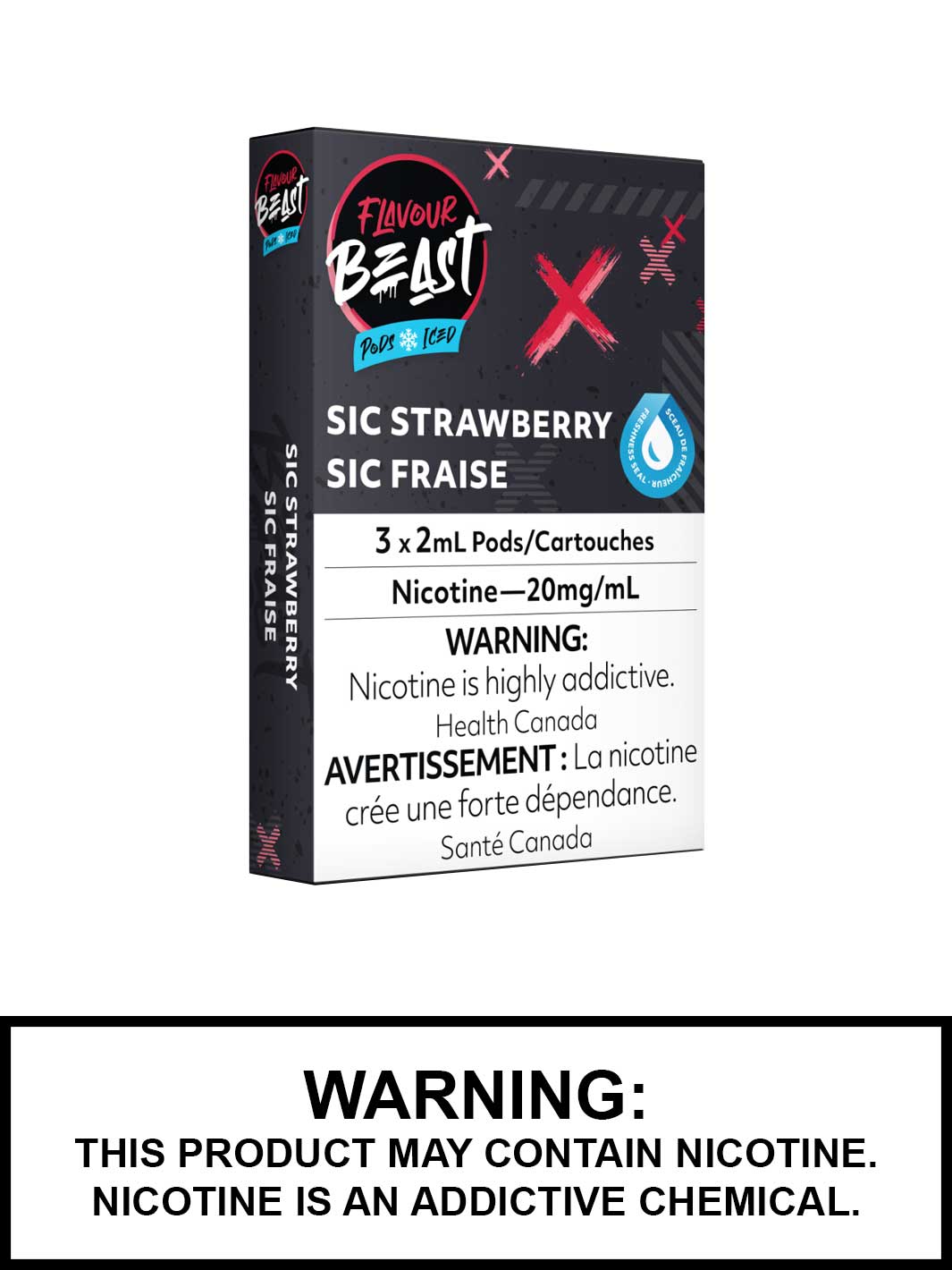Sic Strawberry Iced Flavour Beast Pods, STLH Compatible Pods, Vape360 Canada