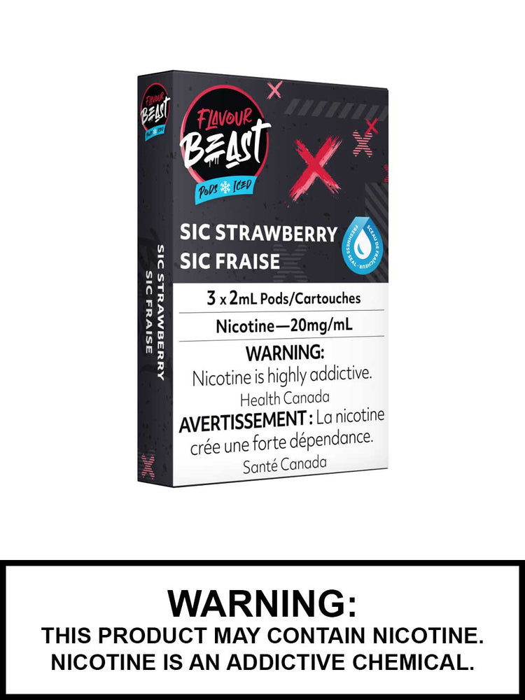 Sic Strawberry Iced Flavour Beast Pods, STLH Compatible Pods, Vape360 Canada