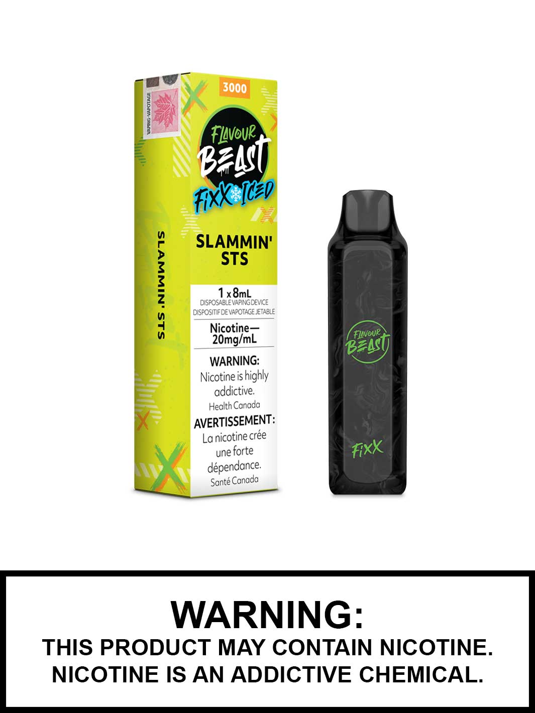 Flavour Beast Disposable Vapes, Slammin' STS Iced Flavour Beast Fixx, Flavour Beast Vape Canada, 3000 Puffs, Vape360
