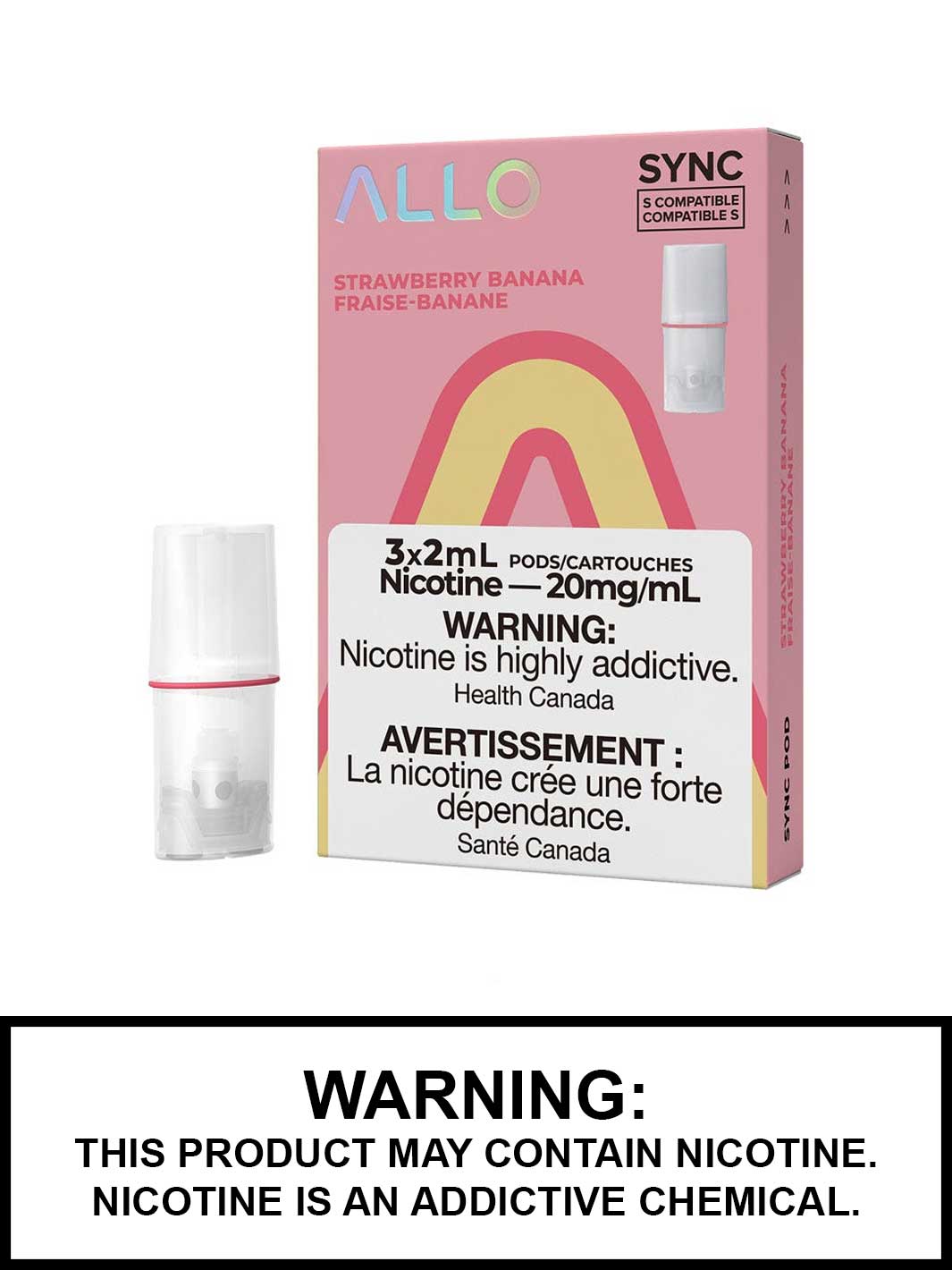 Strawberry Banana Allo Pods, STLTH Compatible Pods Canada, Vape360