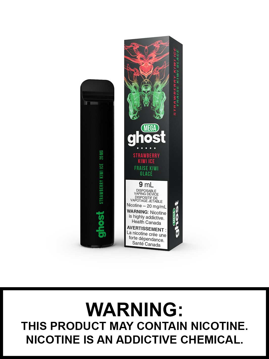Strawberry Kiwi Ice Ghost Mega Disposable Vape Canada, Mint eJuice, Vape360