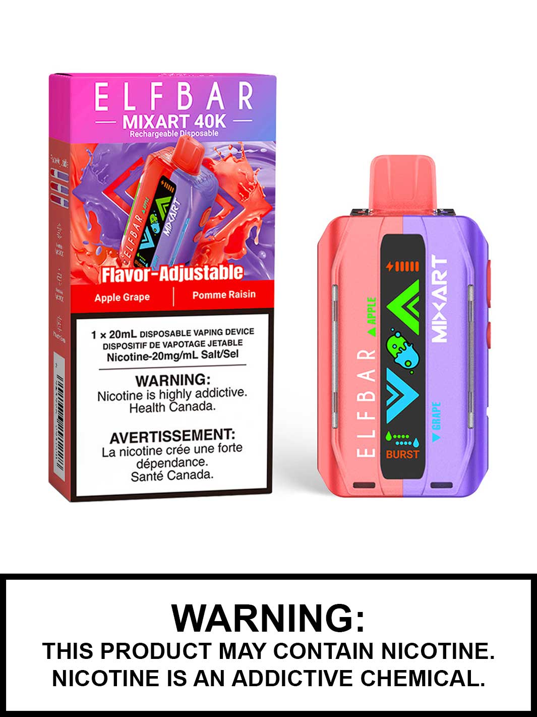 Apple Grape Elf Bar Mixart 40K Disposable Vape, Elf Bar Vape, Vape360 Canada