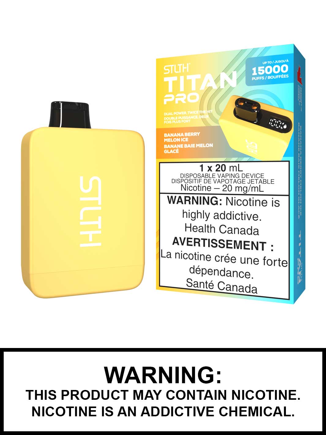 Banana Berry Melon Ice STLTH Titan Pro Disposable Vape, STLTH Titan 15K, Vape360 Canada