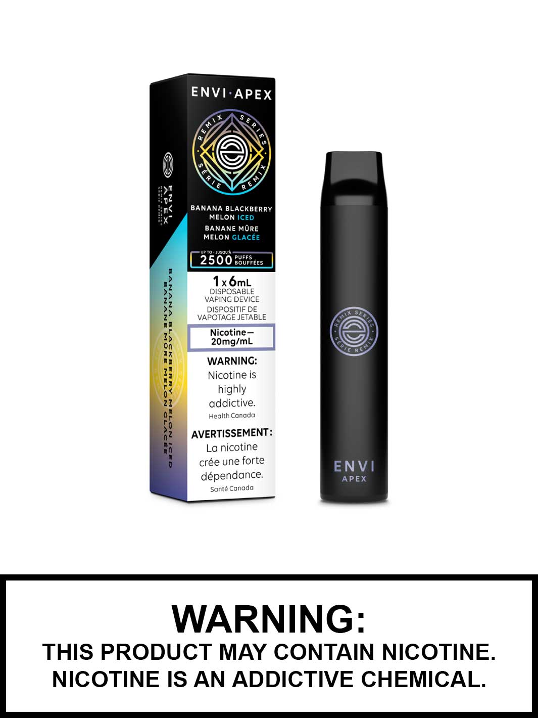 Banana Blackberry Melon Iced Envi Apex Disposable Vape, 2500 Puffs