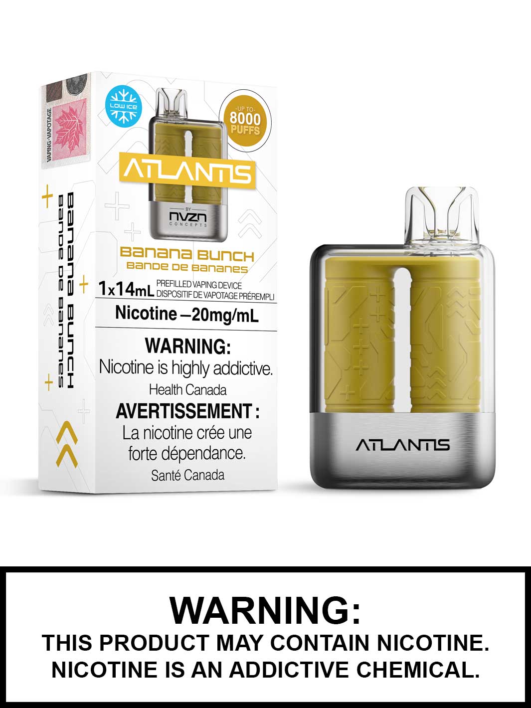 Banana Bunch Atlantis NVZN Disposable Vape, 8000 Puffs, Vape360 Canada